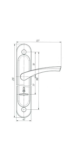 Ручка дверная на планке РФ2-77.01 (для замков 10.11,30.11), медь