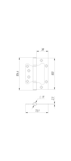 Петля универсальная без врезки IN4000W GR (100/P-2B 100x2,3) графит