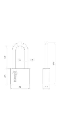 Замок навесной PK-1550L 3 key диск.ключ длиная дужка