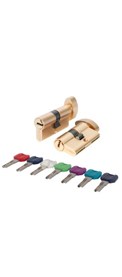 Цилиндровый механизм MaxPro7002Knob60mm(25+10+25) SSG сатин.золото 7key с вертушкой