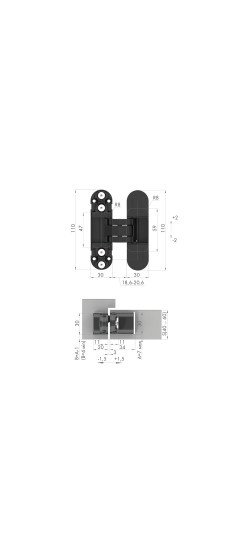 Петля Armadillo (Армадилло) скрытой установки U3D2000.TG FSG/2 флор. золото/2