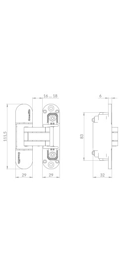 Петля Armadillo (Армадилло) скрытой установки U3D6002.TG AC медь