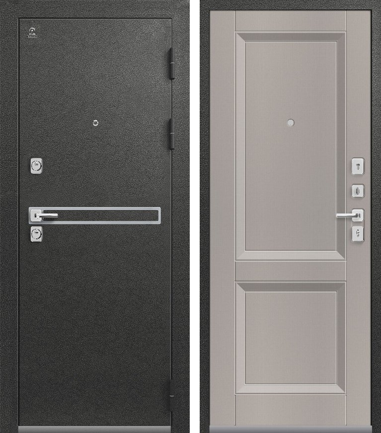 Входная дверь для квартиры Люкс-3 Графит муар + Кашемир грей (960х2050, прав.)