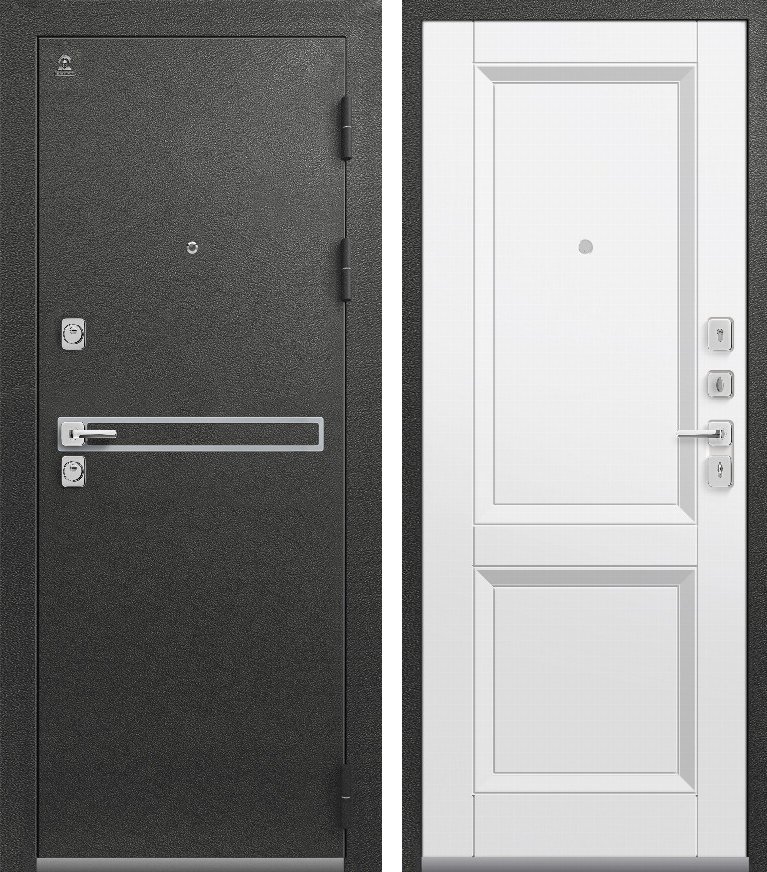 Входная дверь Люкс-3 Графит муар + Кашемир белый