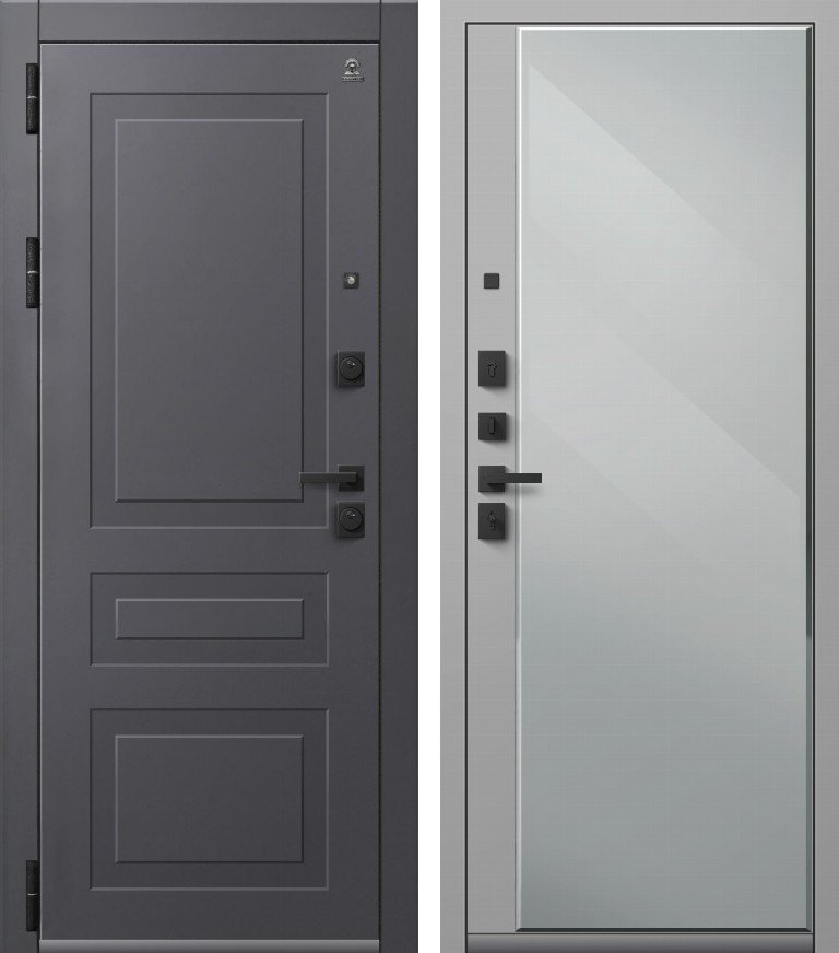 Входная дверь для квартиры C-114 (2026) Черный муар + Кашемир графит + Кашемир белый (860х2050, лев.)