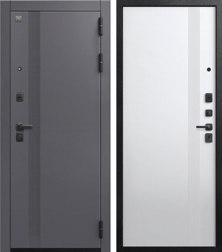 Входная дверь для квартиры В-17 Кашемир графит + Кашемир белый (860х2050, прав.)