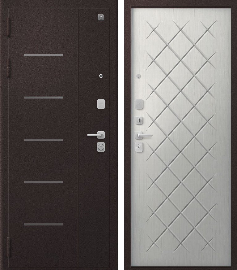 Входная дверь В-02 (2026) Шоколад букле + Ясень скандинавский