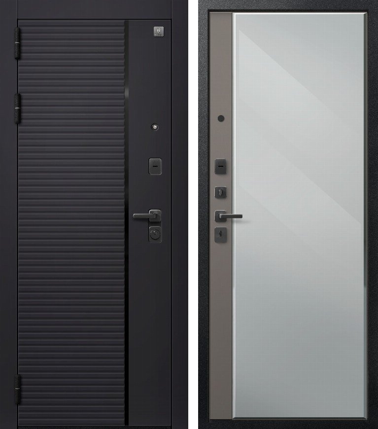Входная дверь В-14/1 (2026) Черный муар+Черный кварц + Кашемир базальт