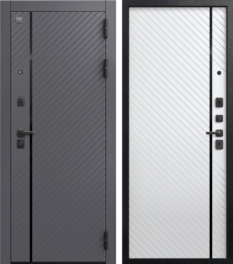 Входная дверь для квартиры В-18 (2026) Черный муар+Кашемир графит + Кашемир белый (860х2050, прав.)