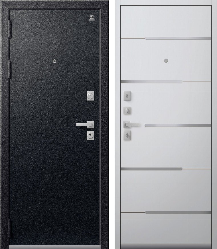 Входная дверь для квартиры C-108 (2026) Черный муар + Кашемир белый (960х2050, лев.)