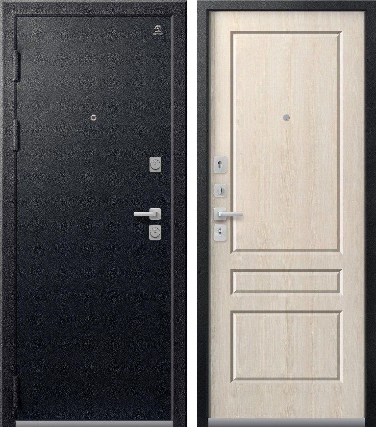 Входная дверь для квартиры C-101 Черный муар + Седой дуб (860х2050, лев.)