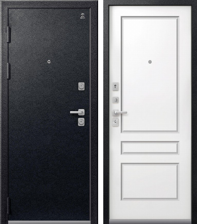 Входная дверь C-101 Черный муар + Белый