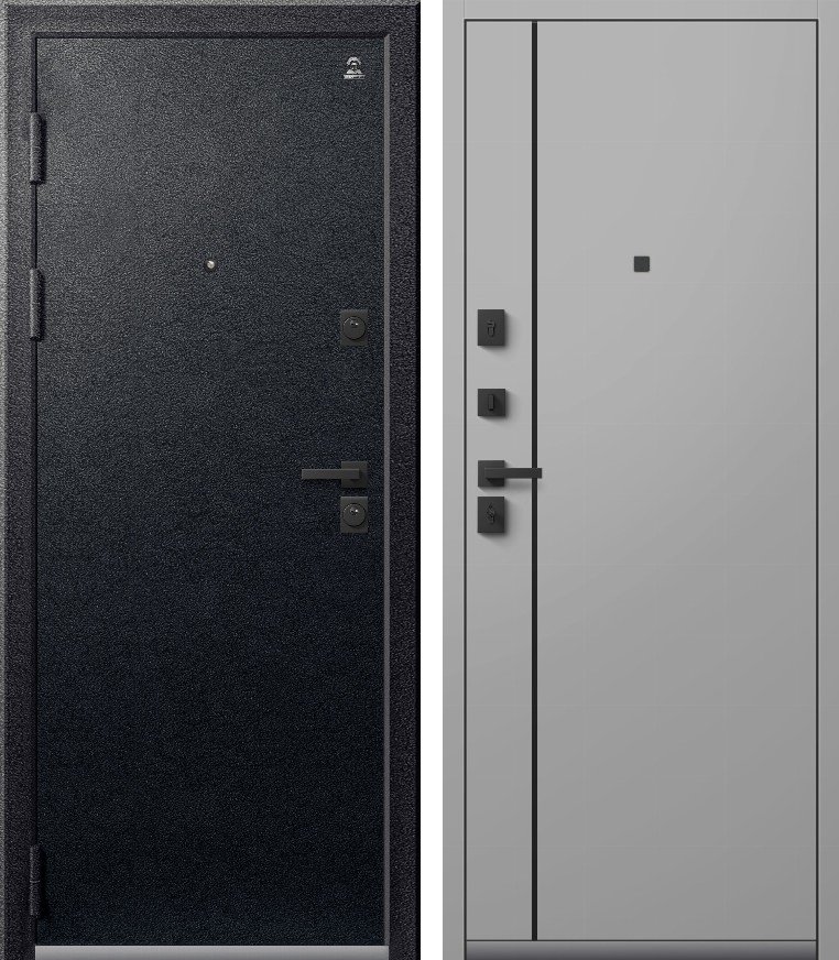 Входная дверь C-106 (2026) Черный муар + Кашемир сильвер