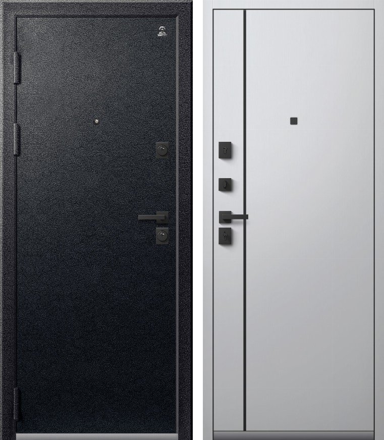 Входная дверь C-106 (2026) Черный муар + Кашемир белый