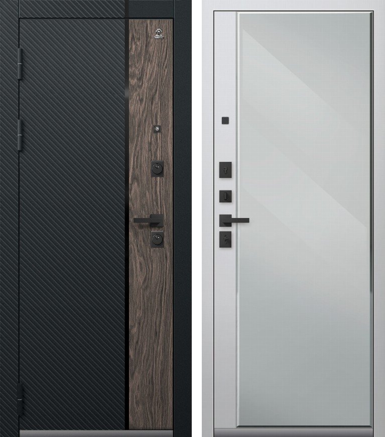 Входная дверь для квартиры C-110 (2026) Черный муар+Орех мокко+Черный кварц + Кашемир белый (860х2050, лев.)