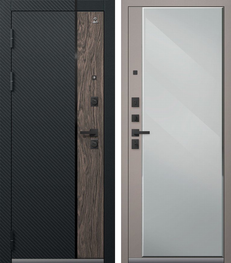 Входная дверь C-110 (2026) Черный муар+Орех мокко+Черный кварц + Кашемир грей