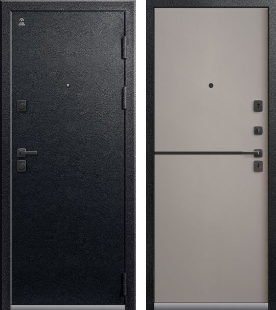 Входная дверь для квартиры C-105 Черный муар + Кашемир грей (960х2050, прав.)