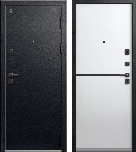 Входная дверь для квартиры C-105 Черный муар + Белый (960х2050, прав.)