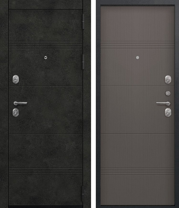 Входная дверь O-141 Бетон темный + Ясень пепельный