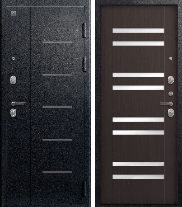 Входная дверь для квартиры В-07 Черный муар + Темная лиственница (960х2050, прав.)