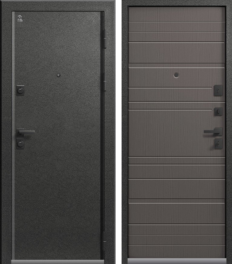 Входная дверь для квартиры Люкс-10 Графит муар + Ясень пепельный (960х2050, прав.)