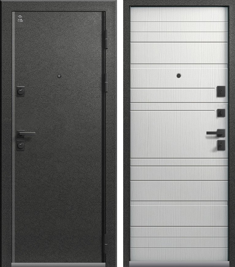 Входная дверь Люкс-10 Графит муар + Ясень скандинавский