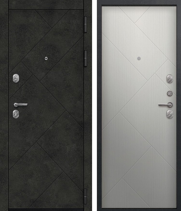 Входная дверь для квартиры O-170 Черный сатин + бетон темный + Ясень скандинавский (860х2050, прав.)