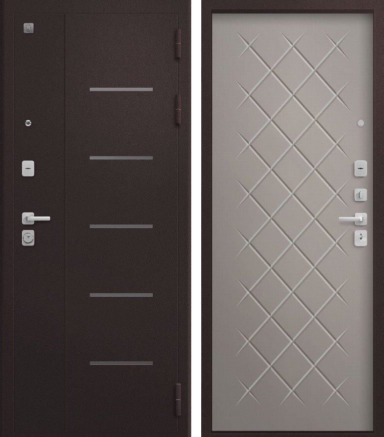 Входная дверь для квартиры В-02 (2026) Шоколад букле + Кашемир грей (860х2050, прав.)