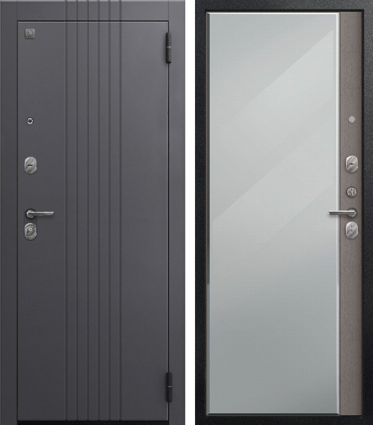 Входная дверь для квартиры A-12/1 (2026) Черный муар+Кашемир графит + Софт ясень грей (860х2050, прав.)