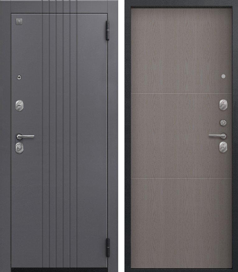 Входная дверь для квартиры A-12 Кашемир графит + Софт ясень грей (960х2050, лев.)