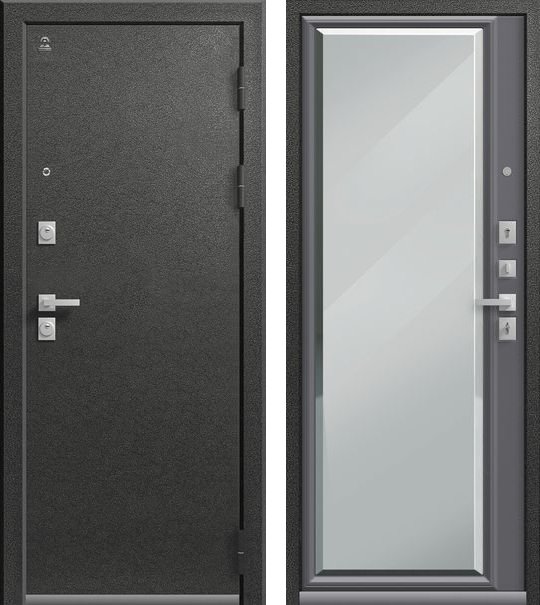 Входная дверь для квартиры Люкс-1 Графит муар + Кашемир графит (860х2050, прав.)