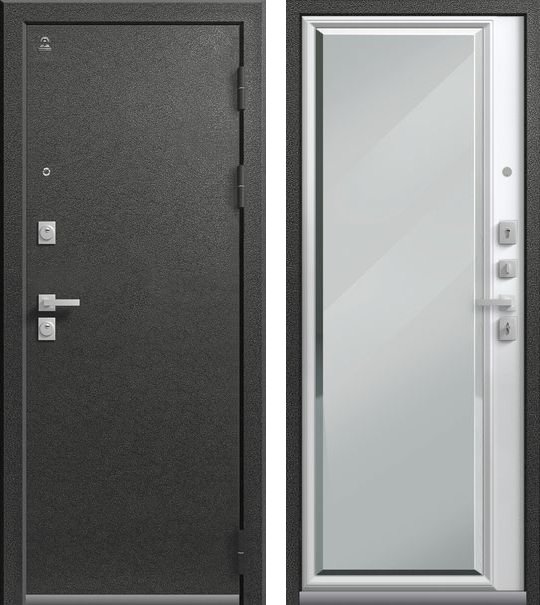 Входная дверь Люкс-1 Графит муар + Кашемир белый
