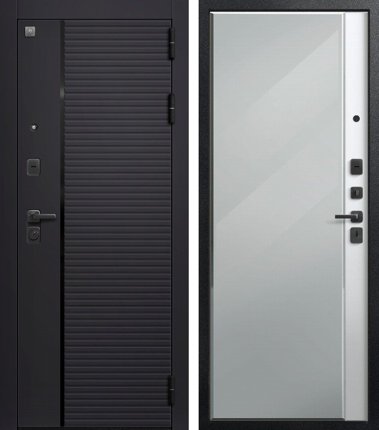 Входная дверь для квартиры В-14/1 Черный кварц + Кашемир белый (860х2050, прав.)