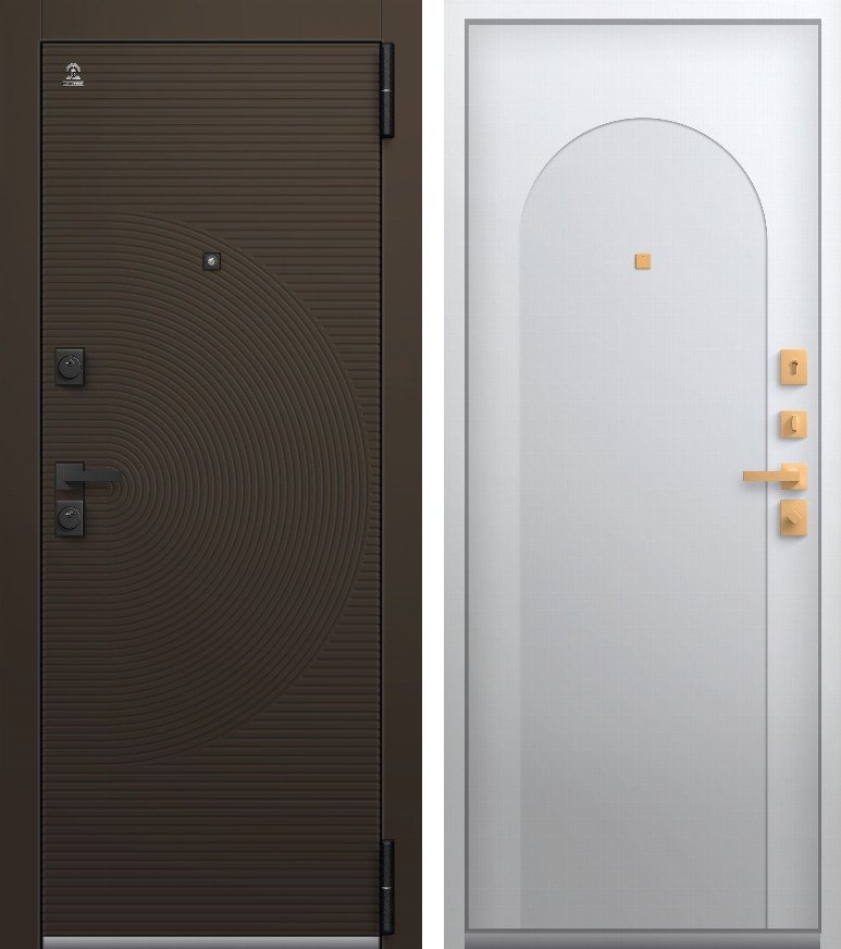 Входная дверь для квартиры Люкс-6 (2026) Черный муар + корунд шоколад + Кашемир белый (860х2050, прав.)