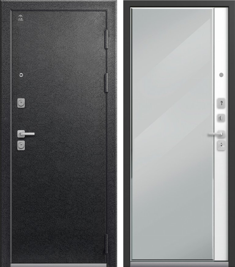 Входная дверь C-104 Черный муар + Кашемир белый