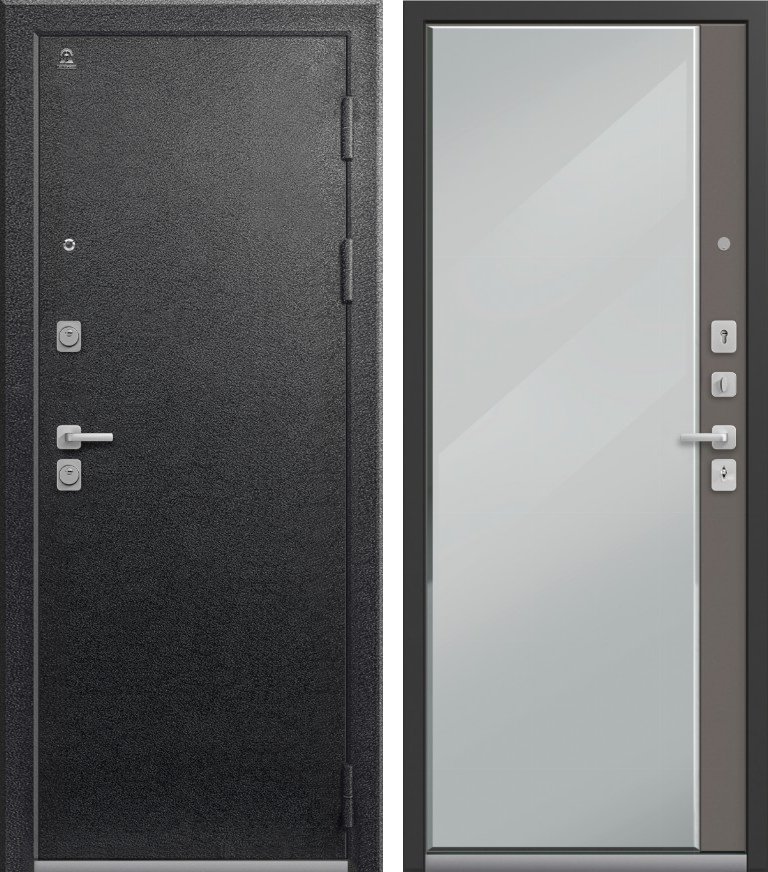 Входная дверь C-104 Черный муар + Кашемир грей