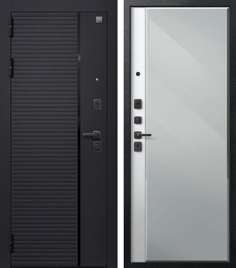 Входная дверь для квартиры В-14/1 Черный кварц + Кашемир белый (860х2050, лев.)