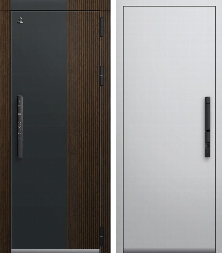 Входная дверь С-202 Черный муар+Черный кварц+Ясень Голд + Кашемир белый