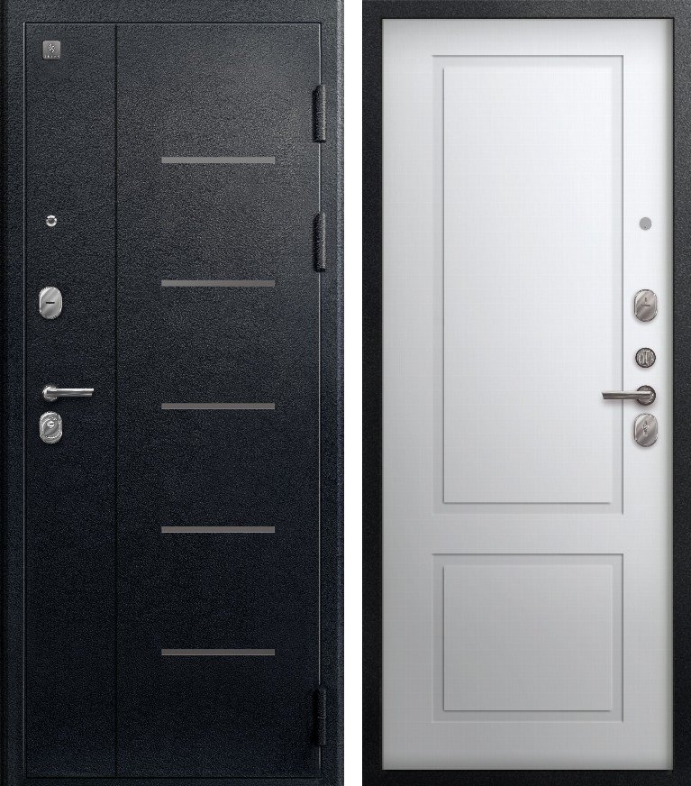 Входная дверь В(V)-03 (2026) Черный муар + Кашемир белый
