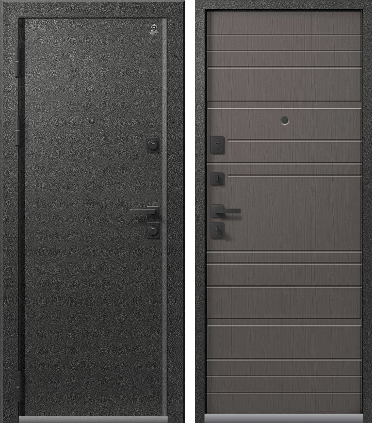 Входная дверь для квартиры Люкс-10 Графит муар + Ясень пепельный (860х2050, лев.)