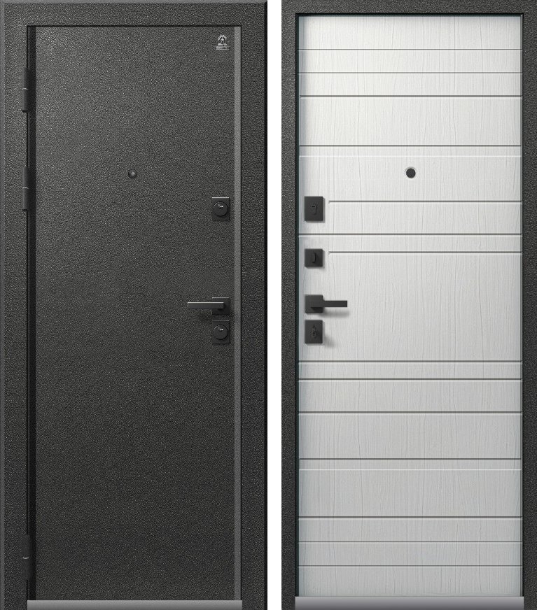 Входная дверь для квартиры Люкс-10 Графит муар + Ясень скандинавский (860х2050, лев.)