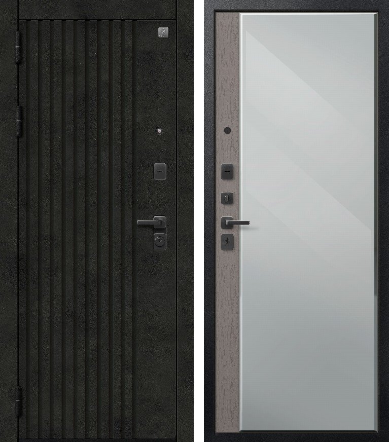 Входная дверь для квартиры В-15/1 Бетон темный + Софт ясень грей (960х2050, лев.)