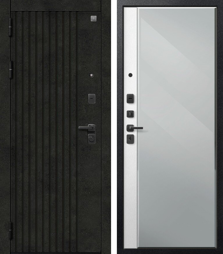 Входная дверь для квартиры В-15/1 Бетон темный + Софт ясень белый (960х2050, лев.)