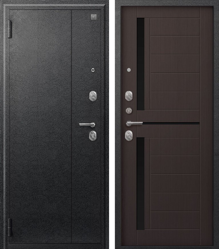 Входная дверь для квартиры A-01 (2026) Черный сатин + Темная лиственница (860х2050, лев.)