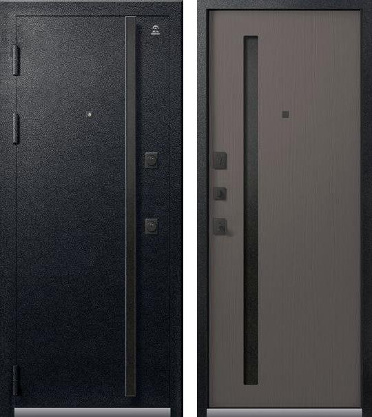 Входная дверь для квартиры Люкс-11 Черный муар + Ясень пепельный (860х2050, лев.)