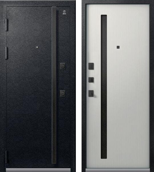 Входная дверь Люкс-11 Черный муар + Ясень скандинавский