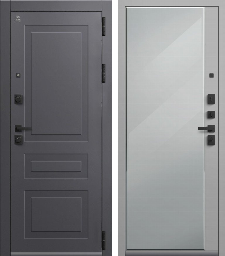 Входная дверь для квартиры C-114 (2026) Черный муар + Кашемир графит + Кашемир белый (860х2050, прав.)