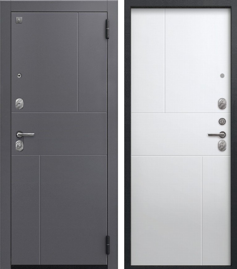 Входная дверь для квартиры A-11 (2026) Черный муар+Кашемир графит + Кашемир белый (860х2050, прав.)