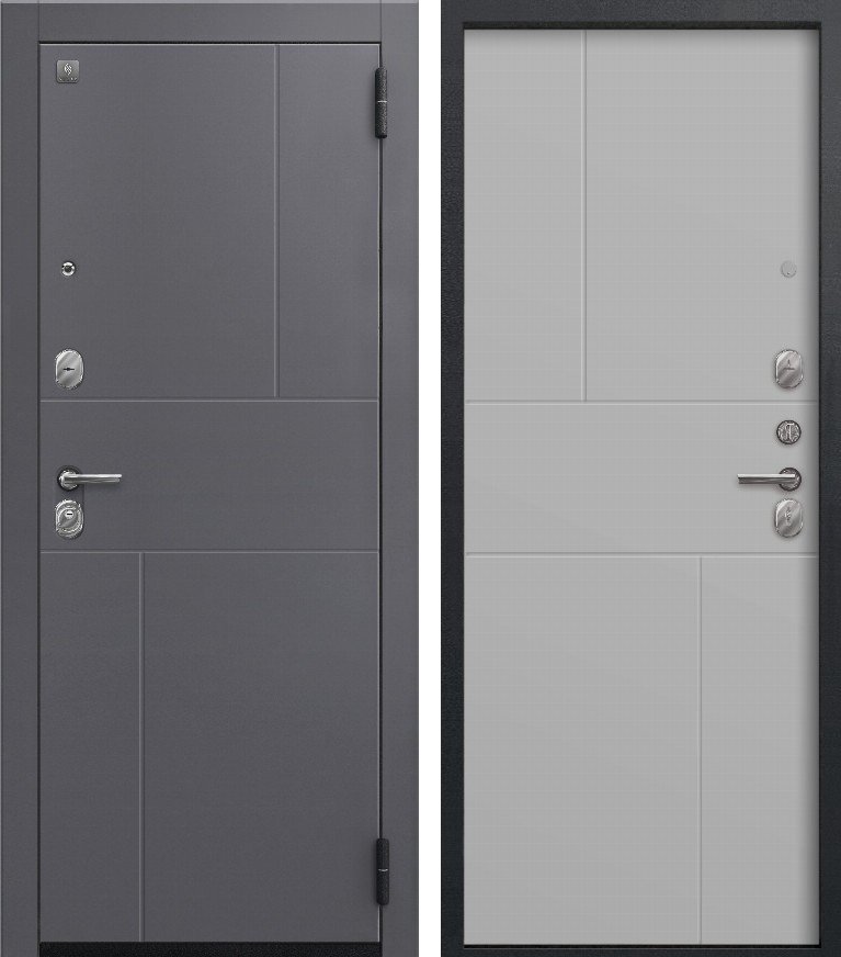 Входная дверь для квартиры A-11 (2026) Черный муар+Кашемир графит + Кашемир сильвер (860х2050, прав.)