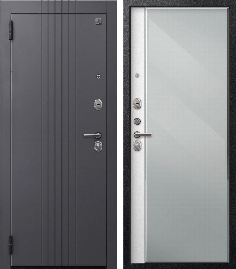 Входная дверь для квартиры A-12/1 Кашемир графит + Софт ясень белый (860х2050, лев.)